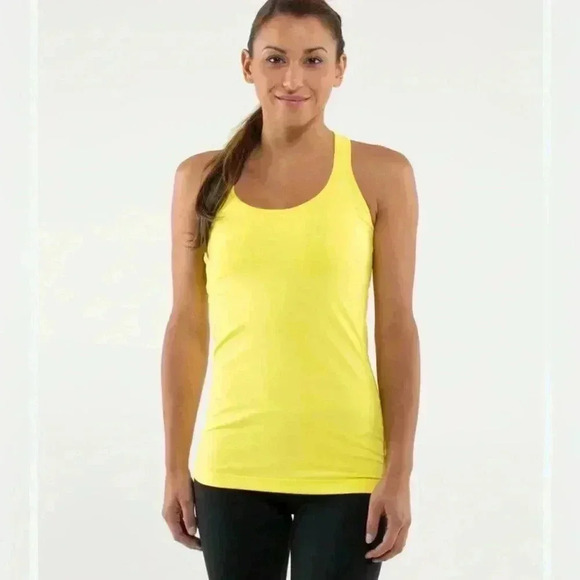 Lululemon Cool Racerback Tank Top Yellow  Size 4 Workout Gym Yoga - Picture 1 of 4